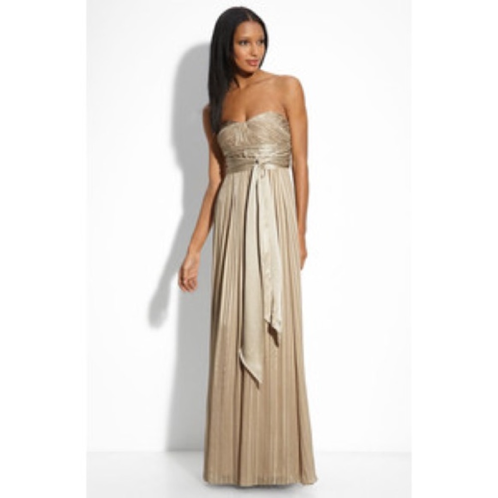 Bcbg MaxAzria Strapless silk chiffon gown